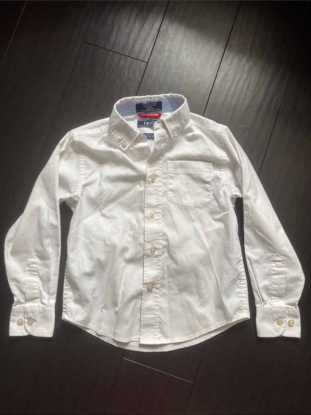 Izod White Button-Down Long Sleeve Dress Shirt